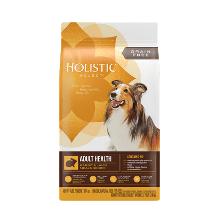 Holistic Select Natural Grain Free Dry Dog Food, Rabbit & Lamb Meals Recipe, 4-Pound Bag