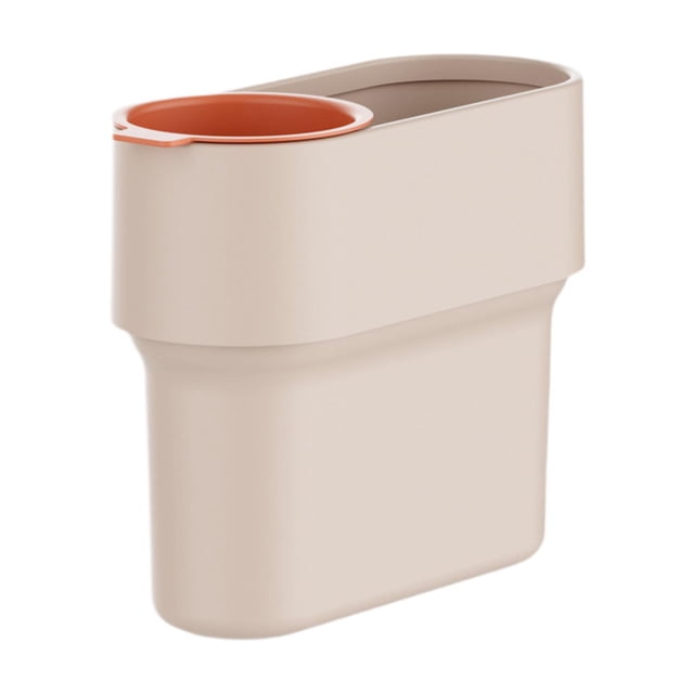 Cubo de basura con mini vaso desmontable Papelera Contenedor de basura doméstico Abierto Beige