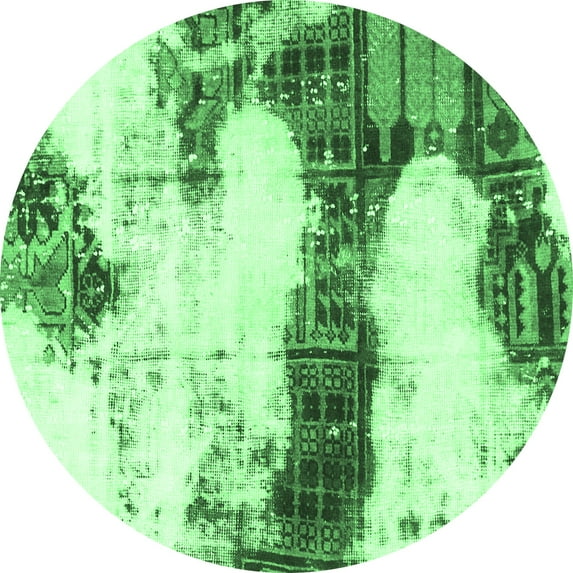 Ahgly Company Indoor Round Abstract Emerald Green Modern Area Rugs, 6' Round