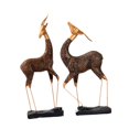 thumbnail image 3 of 2 figuras de gacelas de poliresina, esculturas de mesa, coleccionables artificiales. Marrón, 3 of 9