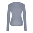 thumbnail image 4 of Chiccall Solid Long Sleeve Shirts for Women Summer Crewneck Slim Cute Crop Top Blouses Gray XS, 4 of 5