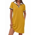 thumbnail image 3 of Po-Lo Dresses for Women Short Sleeve Tennis Golf Dress V Neck Summer Casual Dress with Pocket Yellow M, 3 of 7
