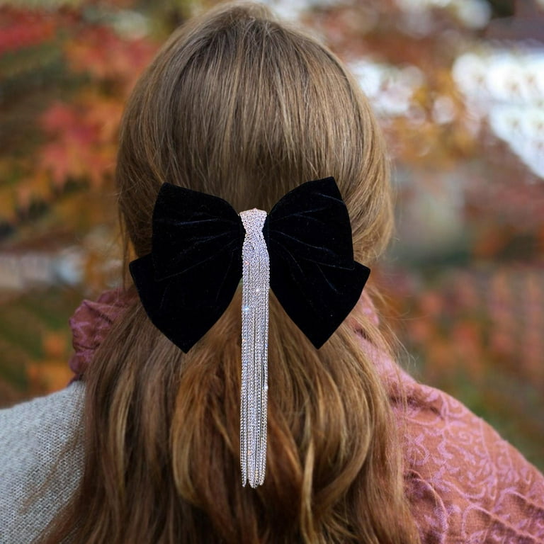 1pc Women's Black Bowknot Ribbon Hair Clip Suitable For Daily Use