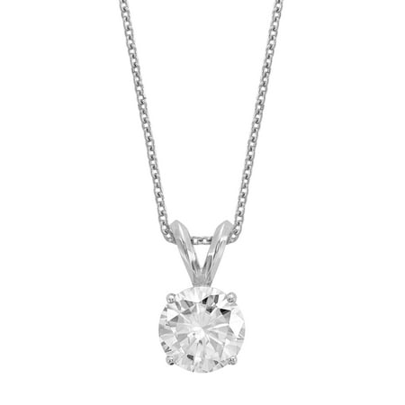 Radiant Fire® Certified Lab Grown 3/4 Ct Round Diamond Solitaire Necklace, SI1/SI2 clarity, G H I color, in 14K White