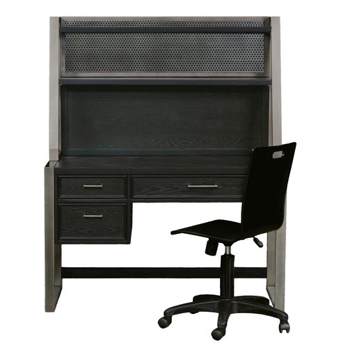 Pulaski Graphite Youth Desk with Hutch and ChairBrooks Desk/Hutch/Chair