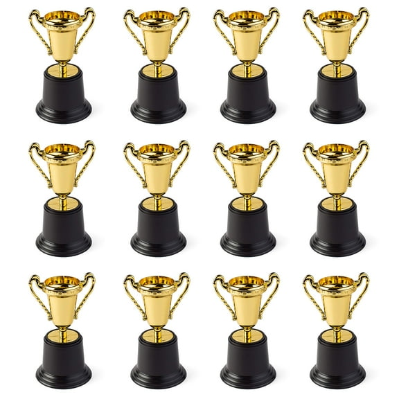 Neliblu Gold Award Trophy Cups 5" - Bulk Pack of 12 First Place Winner Trophies for Kids and Adults - Fake Trophy Set and Other Trophys