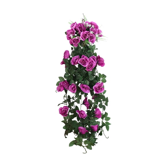Flores artificiales de rosas colgantes, enredaderas de seda sintética, imitación de orquídeas, follaje para decoración de interiores y exteriores, hogar, jardín, bodas y patios.