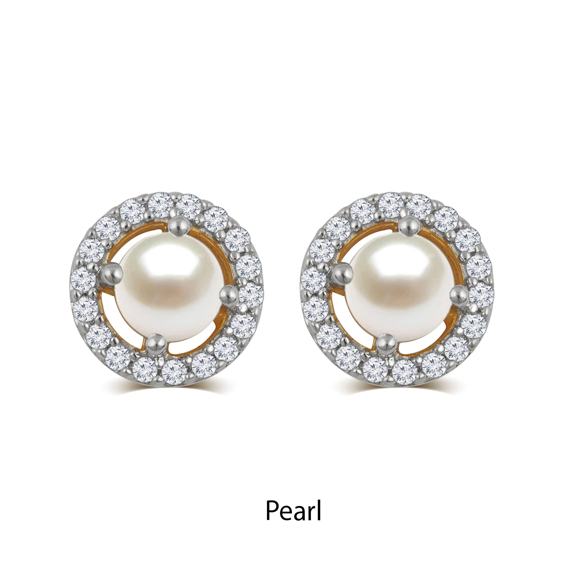 Arista Pearl and White Sapphire Birthstone Women's Earring in Sterling Silver