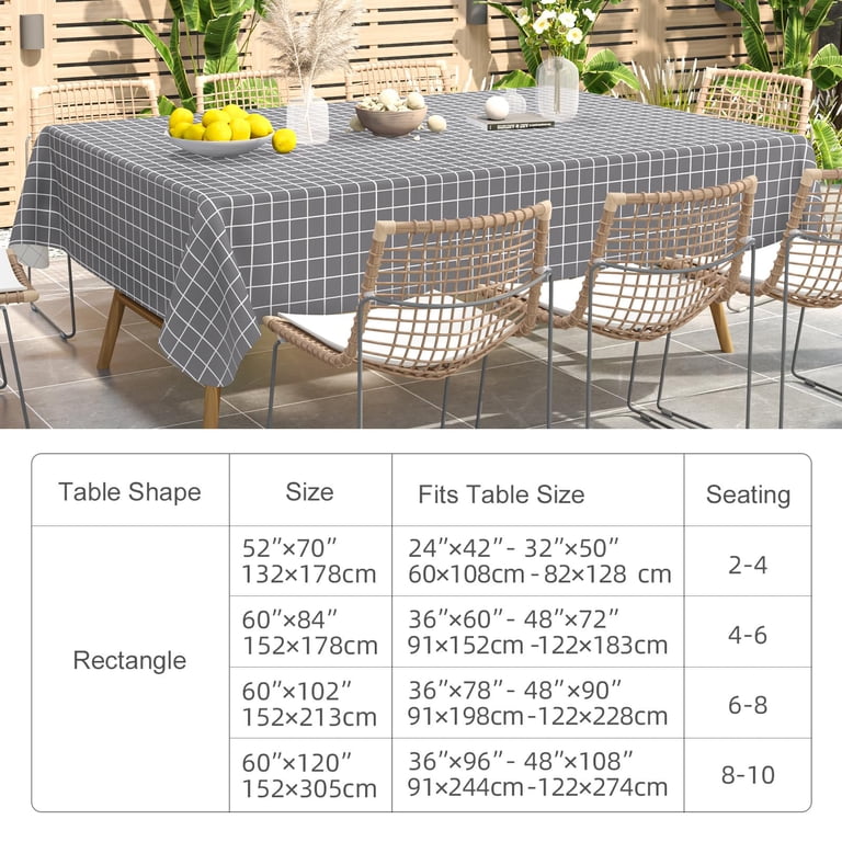 decorUhome Plaid Vinyl Tablecloth, 52" x 70", Grey photo 7