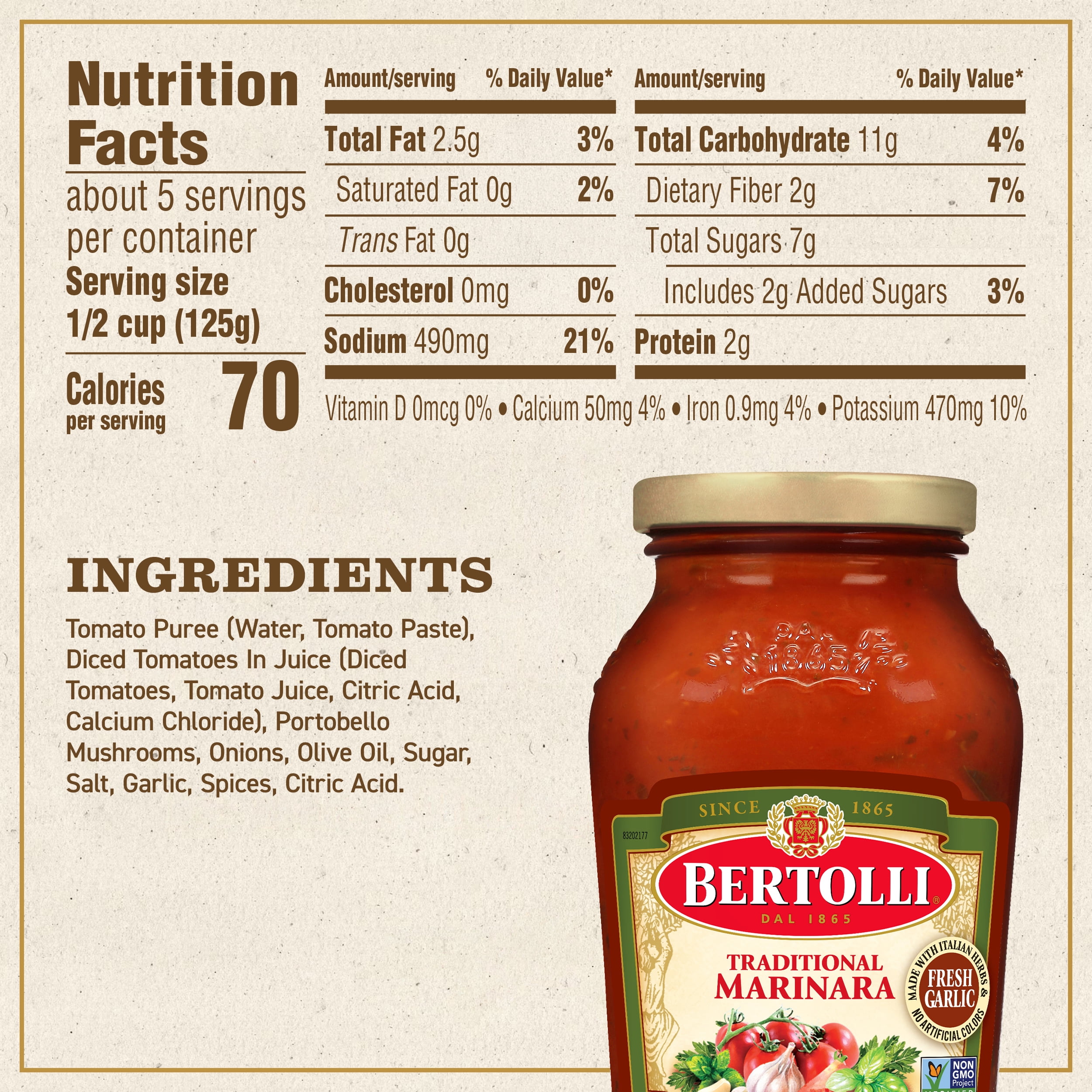(3 pack) Bertolli Traditional Marinara Sauce, Tomato Pasta Sauce, 24 oz