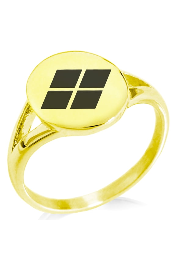 Stainless Steel Takeda Samurai Crest Minimalist Oval Top Polished Statement Signet Ring
