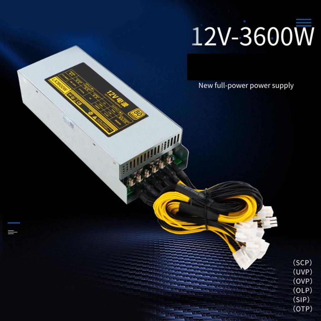 3600W Mining Power Supply Video Game Computer White Power Supply Low Noise