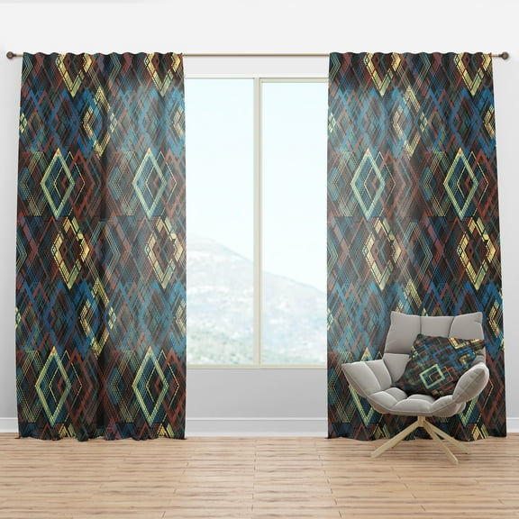 Designart 'Bituminous Impressions IX' Mid-Century Modern Curtain Panel