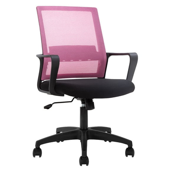 FDW Ergonomic Mesh Office Chair - Adjustable Mid-Back Computer Desk Chair with Lumbar Support, Pink