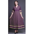 thumbnail image 2 of Bimba Purple Curve Diamond Geometric Printed Womens AnarkaliÂ&nbsp;KurtiÂ&nbsp;Kurta Flared Maxi Blouse Large, 2 of 6