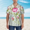 thumbnail image 4 of Bixox Men's Hawaiian Shirts Men's Vintage Wood Background with Floral Print Short-Sleeve Shirt-Small, 4 of 8