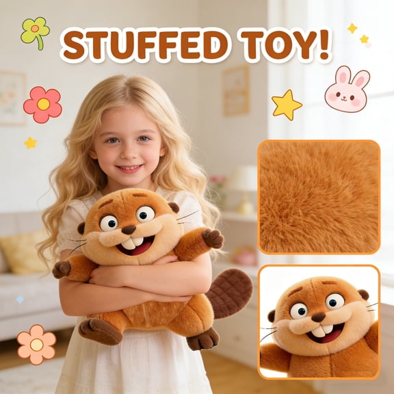 Beaver Plush Toy, 9.8 Inch Cute Beaver Stuffed Animal, Soft Realistic Plush Beaver Birthday Christmas Gift for Kids and Adults, D