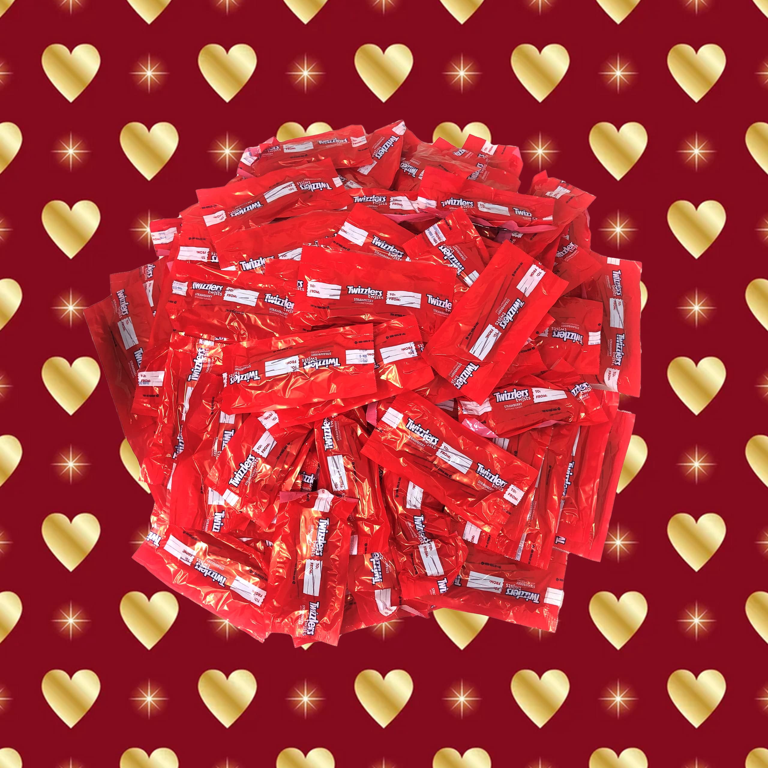 Twizzlers Strawberry Twists, 3 Lb Bulk, Addressable Strawberry Twizzlers Twists Licorice Candy, Mini Snack Size with To and From Labels for Parties and Birthdays
