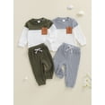 thumbnail image 3 of Conjunto de ropa para bebé niño pequeño: jersey de manga larga de felpa a la moda con pantalones de color liso, 2 piezas, atuendo de invierno., 3 of 9
