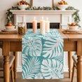 thumbnail image 2 of Table Runners 90 Inches Long Dress Scarves, Palm Tree Monstera Farmhouse Coffee/Dining/Kitchen Table Decor Table Runner for Living Room, Turquoise Teal White Leaf Boho Botanical 13x90 Inch, 2 of 9