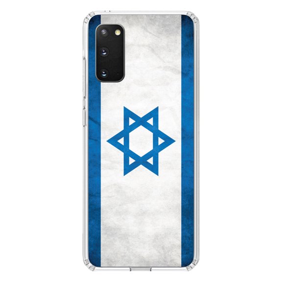 DistinctInk Clear Shockproof Hybrid Case for Galaxy S20 ULTRA / 5G (6.9" Screen) - TPU Bumper, Acrylic Back, Tempered Glass Screen Protector - Israel Israeli Old Flag - Israel