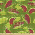 thumbnail image 2 of Ambesonne Flower Fabric by the Yard Upholstery, Endemic Flower Botany Art, 5 Yards, Apple Green Dark Coral, 2 of 5
