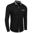 thumbnail image 3 of COOFANDY Men's Long Sleeve Dress Shirt Plaid Collar Casual Button Down Shirts Black XL, 3 of 5
