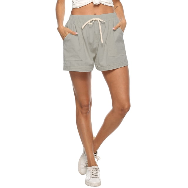 Innerwin Bas Bermuda Femme Été Shorts de Plage Détente Taille Haute Jambe Droite Pantalons Chauds Gris 3TG