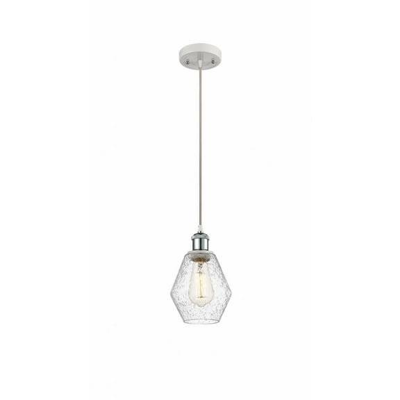 516-1P-WPC-G654-6-Innovations Lighting-Cindyrella - 1 Light Cord Hung Mini Pendant In Industrial Style-10 Inches Tall and 6 Inches Wide-White/Polished