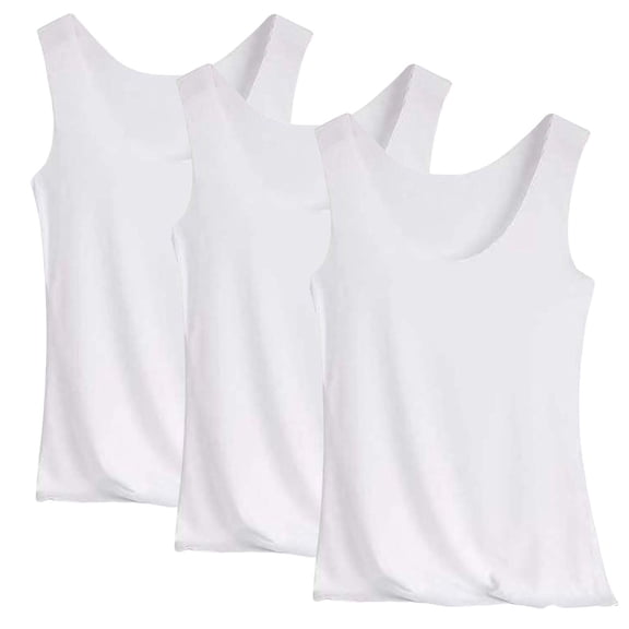 Fabrcox 3 Pack Women Tank Tops Summer Quick Drying Sleeveless Crew Neck Women's Athletic Tank Tops Going Out Fitness Lightweight Seamless Basic Womens Undershirts White L