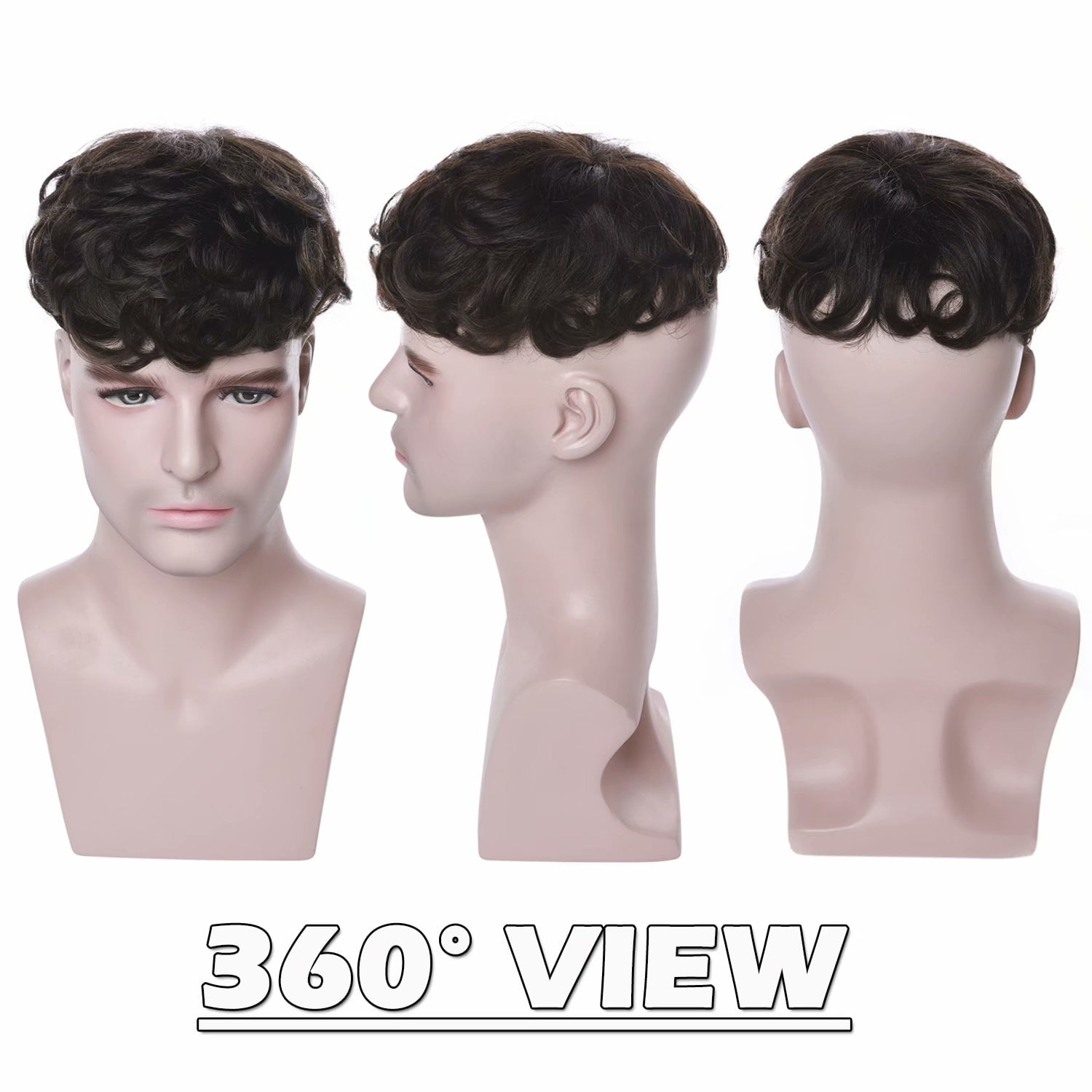 Benehair 100% Human Hair Top Toupee Piece Mans Wig Clip in Hairpiece Indian Remy Hair Replacement System Wigs Clip In Brown