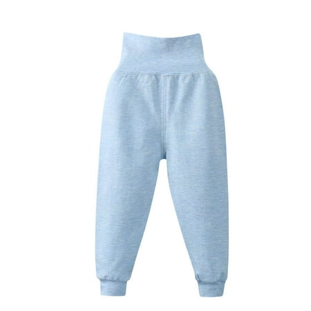 

FLVPOV Boys Girs Sweatpants Kids Casual Cotton Loose High Waist Trousers Children s Elastic Waist Tapered Pants Light Blue 3 Years
