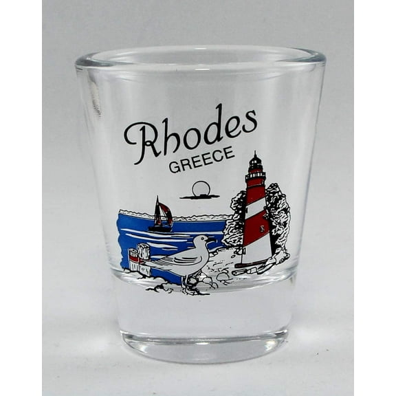 Rhodes Greece Lighthouse Scene Shot Glass