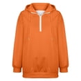 thumbnail image 4 of Women's Quarter Zip Hoodie, Soft Pullover Sweatshirt with Adjustable Hood, Long Sleeve Casual Streetwear for Everyday, Solid Color Comfortable Hooded Top for Women, Trendy Zip Up Design Orange, 4 of 7