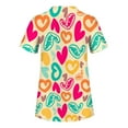 thumbnail image 3 of Luxalzxs Working Uniform for Womens Valentine's Day Short Sleeve V-Neck Heart Graphic Print Nurse Uniform Blouse Scrubs Tops with Pockets, 3 of 4