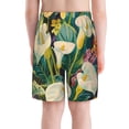 thumbnail image 3 of Cauagu Tropical Floral Jungle Print Swim Trunks for Men,Youth Boys Swim Shorts Compression Liner Beach Shorts Boys' Swimming Shorts 7-20 Years Bathing Suit-Large, 3 of 7