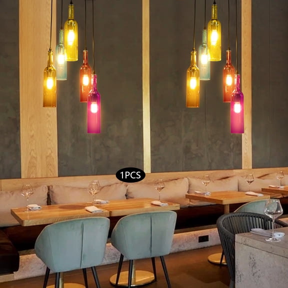 Dining Room Chandelier, Colorful Beer Bottle Decorative Chandelier, 5 Heads Glass Chandelier