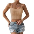thumbnail image 1 of Camisola corta de punto acanalado para mujer, camiseta sin mangas con tirantes finos de Color liso, camiseta sin mangas para citas, 1 of 3