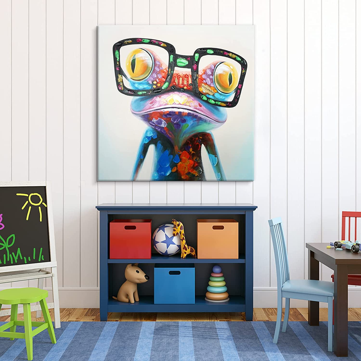 7WallArts - Hipster Fun Frog with glasses Colorful Animal