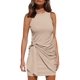 thumbnail image 1 of Vestido de tirantes sin mangas informal de verano para mujer 2022 cuello redondo ceñido al cuerpo fruncido cintura con lazo Mini vestidos Adepaton  WRHS-136-1, 1 of 1