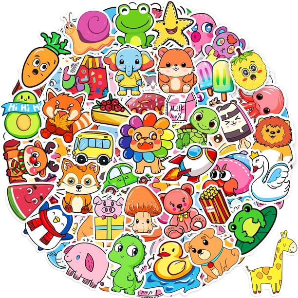 Stickers Apakkai 600 piezas impermeables de vinilo con lindos animales