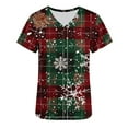 thumbnail image 5 of Wowcloth Women's Short Sleeve V-Neck Top with Christmas Print and Pocket, Nursing Scrubs for Work and Daily Use, 5 of 7