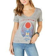 Lucky Brand Women's Graphic V-Neck T-Shirt Gray Size Medium