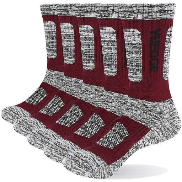 Chaussettes de Travail pour Hommes à Évacuation de l'Humidité 5 Paires/paquet Confort Coton Coussin Lourd Mi-Mollet Sport Athlétiques
