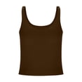 thumbnail image 4 of KHONTS Women's Double Lined Square Neck Tank Top Sleeveless Basic Crop Tops Trendy Going out Tops with Built in Bra Brown M, 4 of 6
