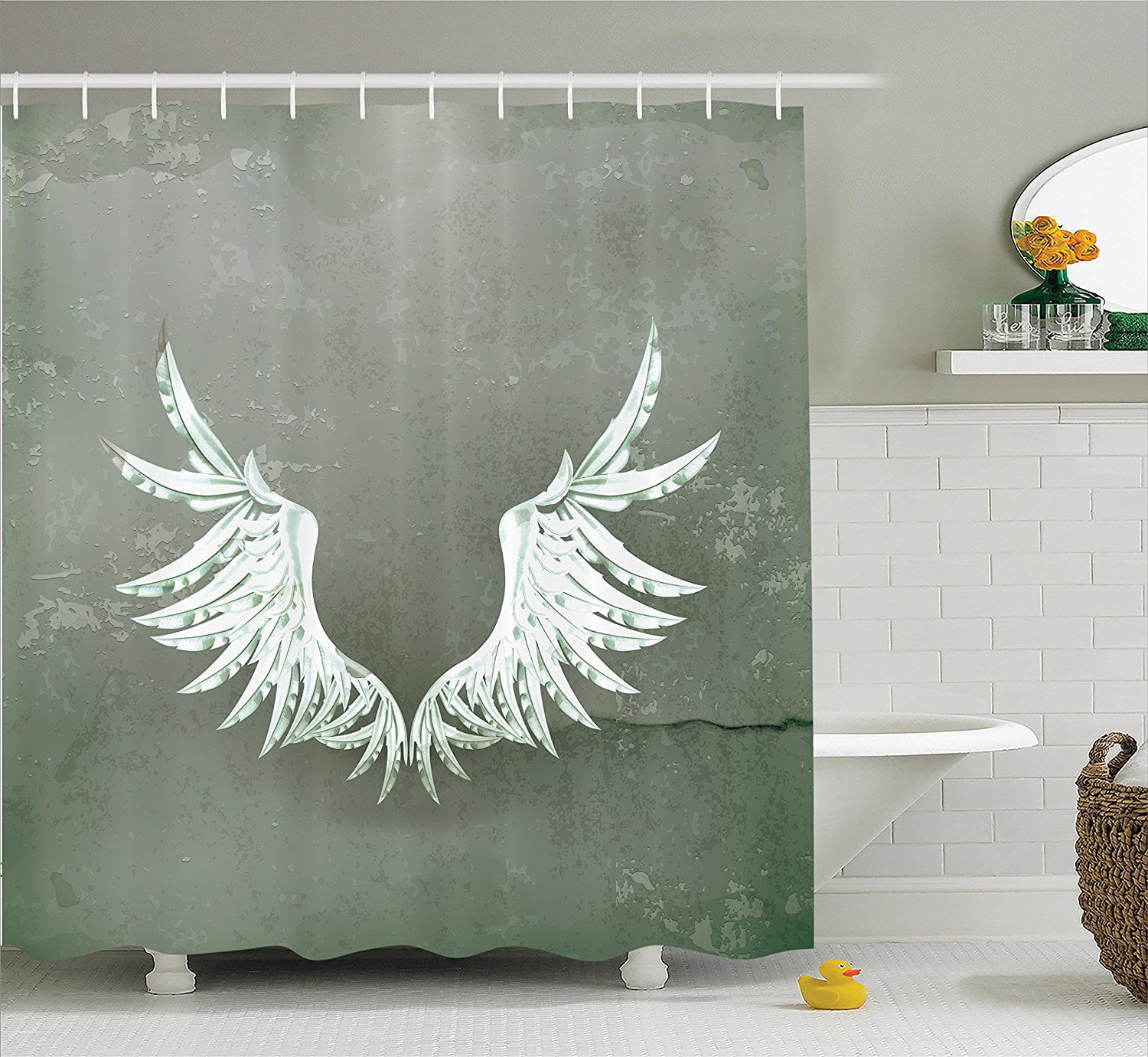 Details about   Clock Shower Curtain Concrete Wall Design Print for Bathroom 
