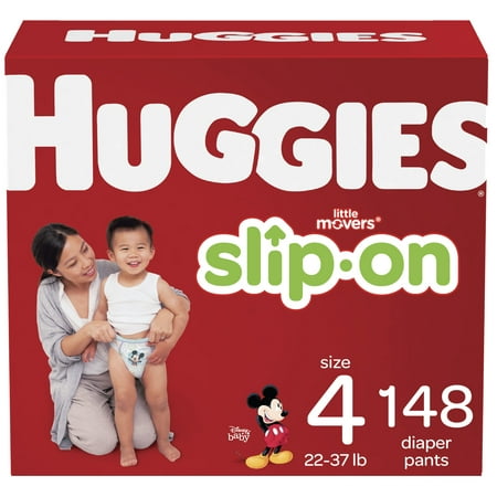 Huggies Little Movers Slip-On Diaper Pants, Size 4, 148 Ct