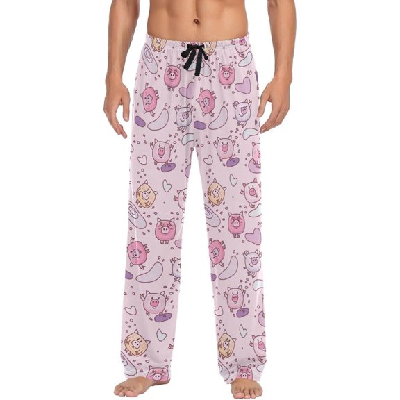 GZHJMY Pig Pajama Pants for Men, Lounge Pants Lightweight Men Pajama Bottoms with Drawstring Pockets, Christmas New Year Birthday Gifts, Large