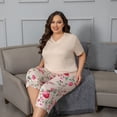 thumbnail image 3 of Plus Size Pajamas: Syphorium Womens Plus Size Pajamas, Short Sleeve Sleepwear Top with Capri Pants Prints 2 Piece Pjs Loungewear, 3 of 4