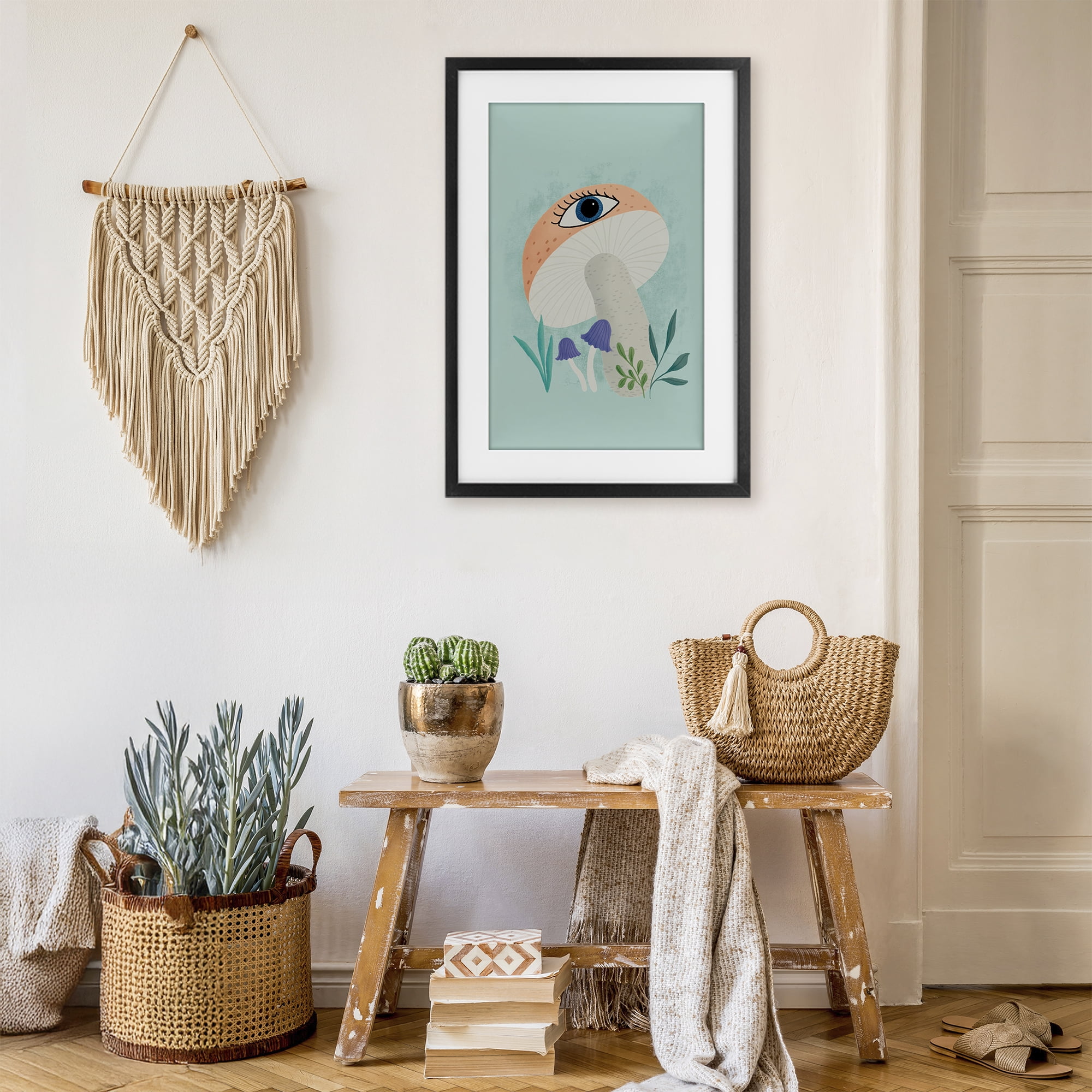 Stupell Industries Mushroom with Mystical Eye Black Framed Print Under Glass, design by Metka Hiti